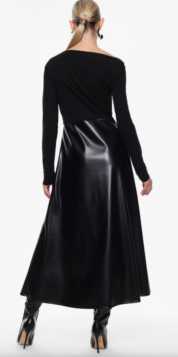 VESTIDO IMPERIAL COM CONTRASTE ECOPELE - Carla Valente