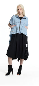 CAMISA VDR ASSIMÉTRICA JEANS COM ZIPER - Carla Valente