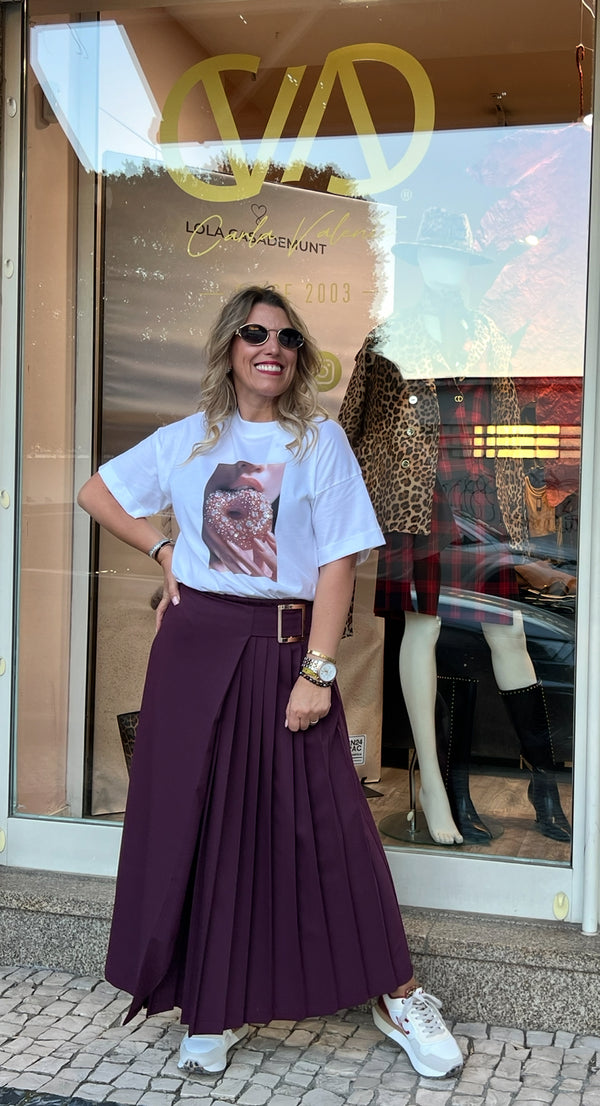 SAIA IMPERIAL PLISSADA FIVELA LATERAL - Carla Valente