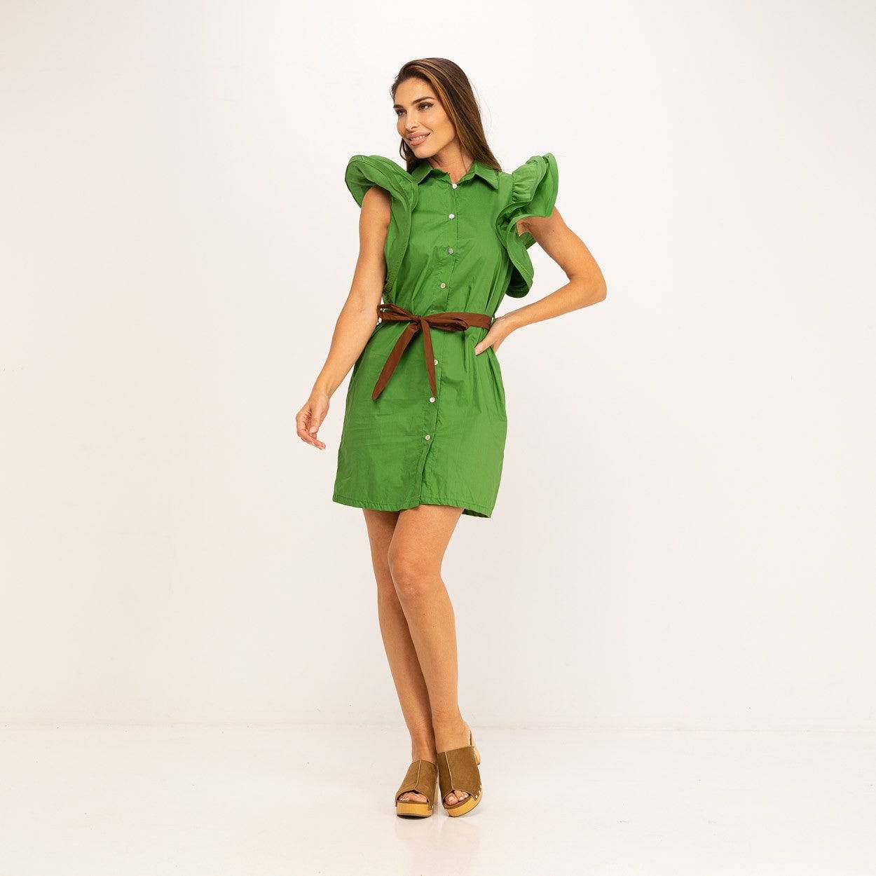 VESTIDO MANGA REBOLERA C/CINTO - Carla Valente