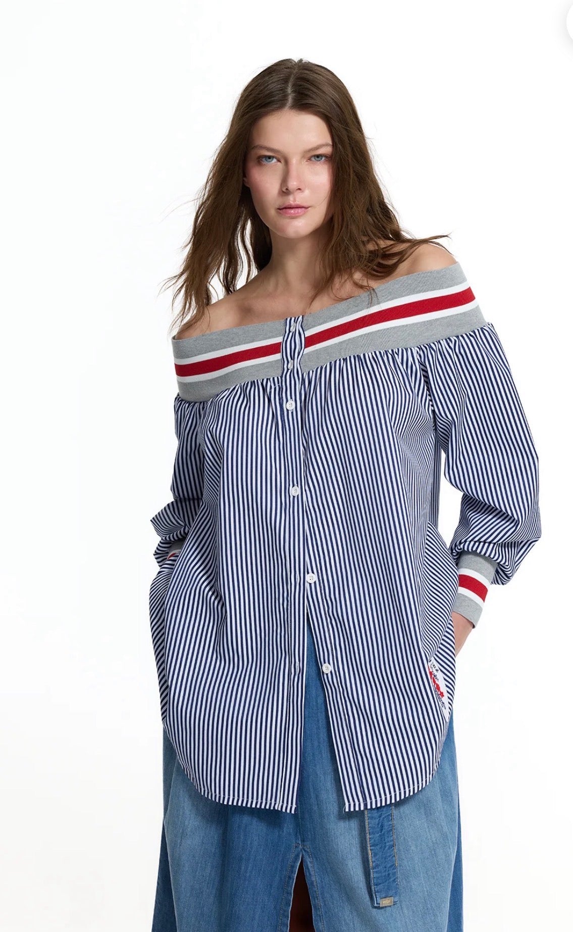 BLUSA VDR DECOTE CANOA CANELADO AS RISCAS - Carla Valente