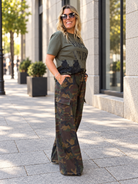 CALÇA PLEASE WIDE LEG CARGO CAMUFLADO - Carla Valente