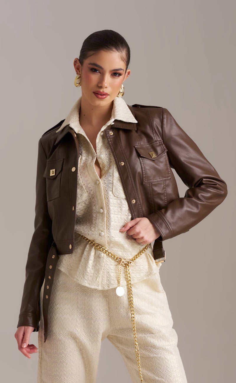 JACKET PHO FIRENZE CURTA ECO PELE MILITAR - Carla Valente