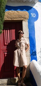 VESTIDO LIBERJEANS ESTAMPA COM RISCAS MANGA 3/4 - Carla Valente