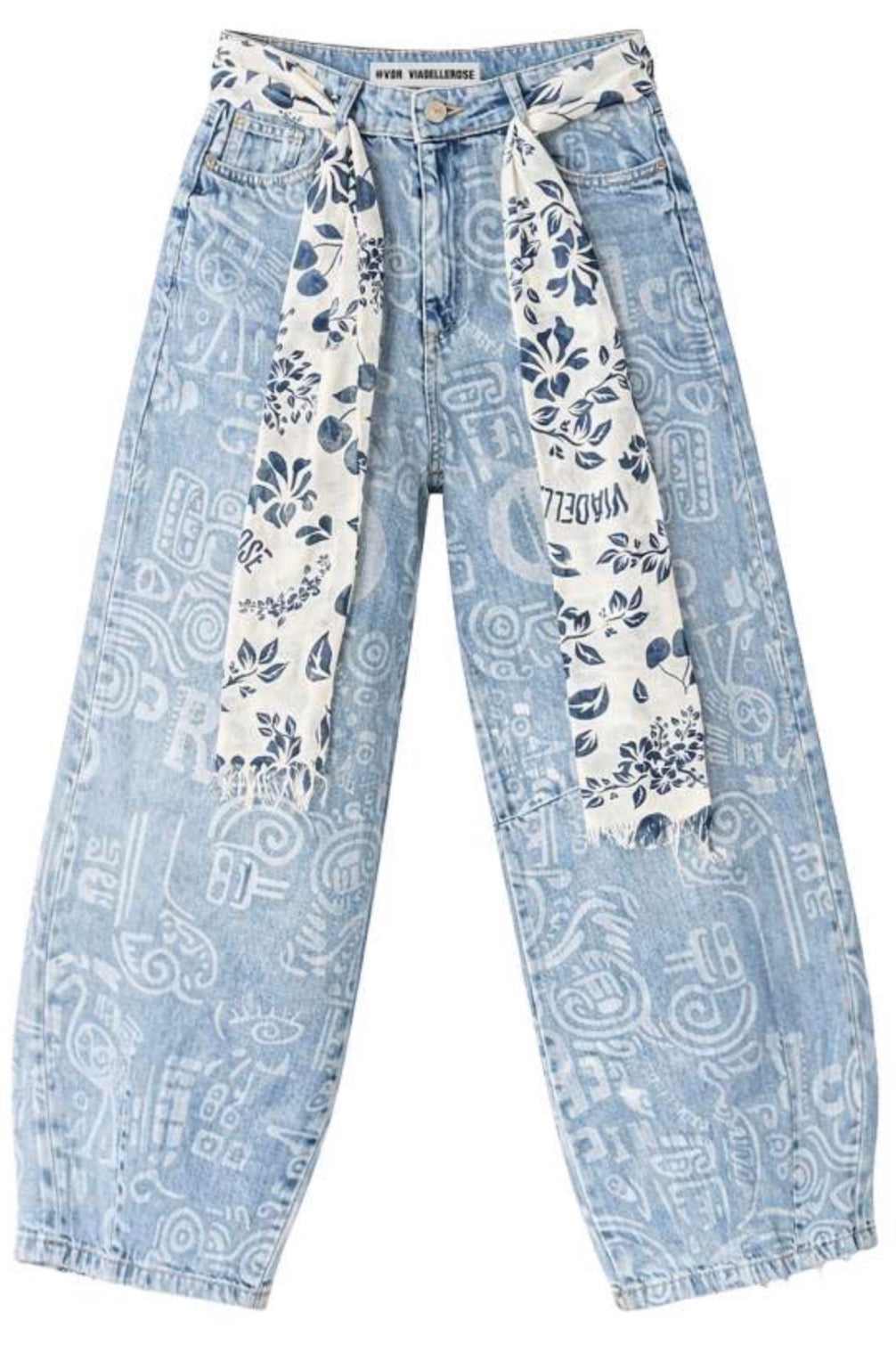 CALÇAS VDR ESTAMPA MNGRM COM LENÇO NA CINTURA - Carla Valente