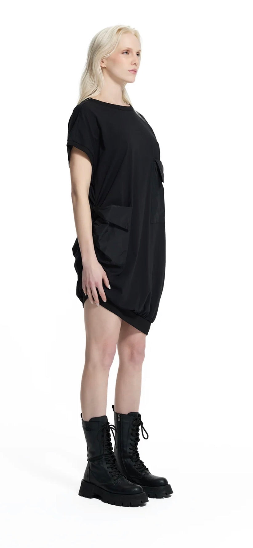 VESTIDO VDR ASSIMÉTRICO COM BOLSOS LATERAIS EM TECIDO - Carla Valente