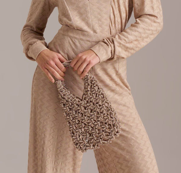 SACO PHO FIRENZE TECIDO EFEITO CROCHET COM STRASS - Carla Valente