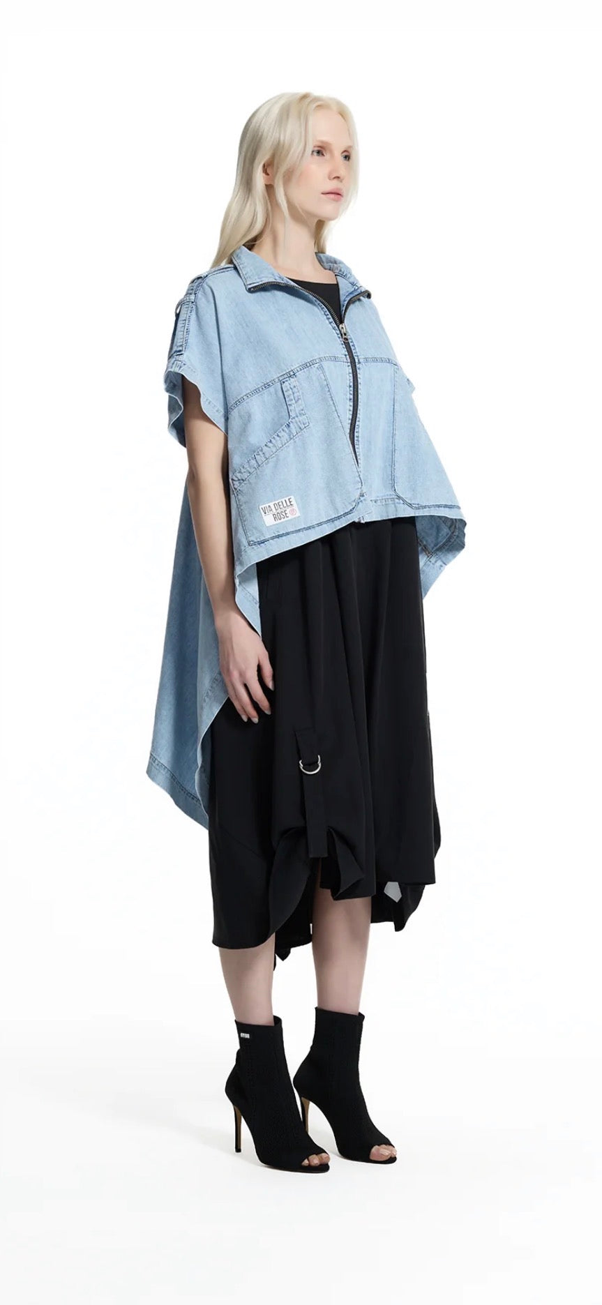 CAMISA VDR ASSIMÉTRICA JEANS COM ZIPER - Carla Valente