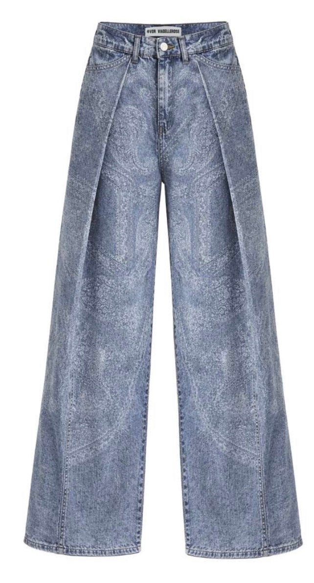 CALÇAS VDR WIDE LEG ESTAMPADA COM PINÇAS - Carla Valente