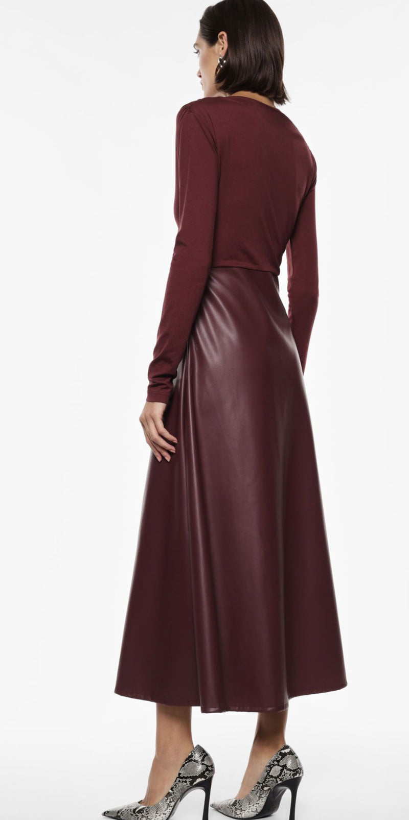 VESTIDO IMPERIAL COM CONTRASTE ECOPELE - Carla Valente