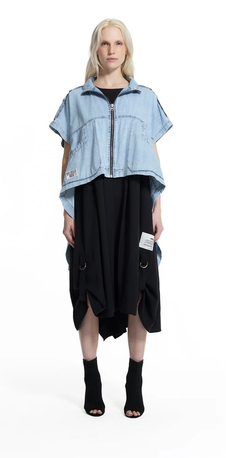 CAMISA VDR ASSIMÉTRICA JEANS COM ZIPER - Carla Valente