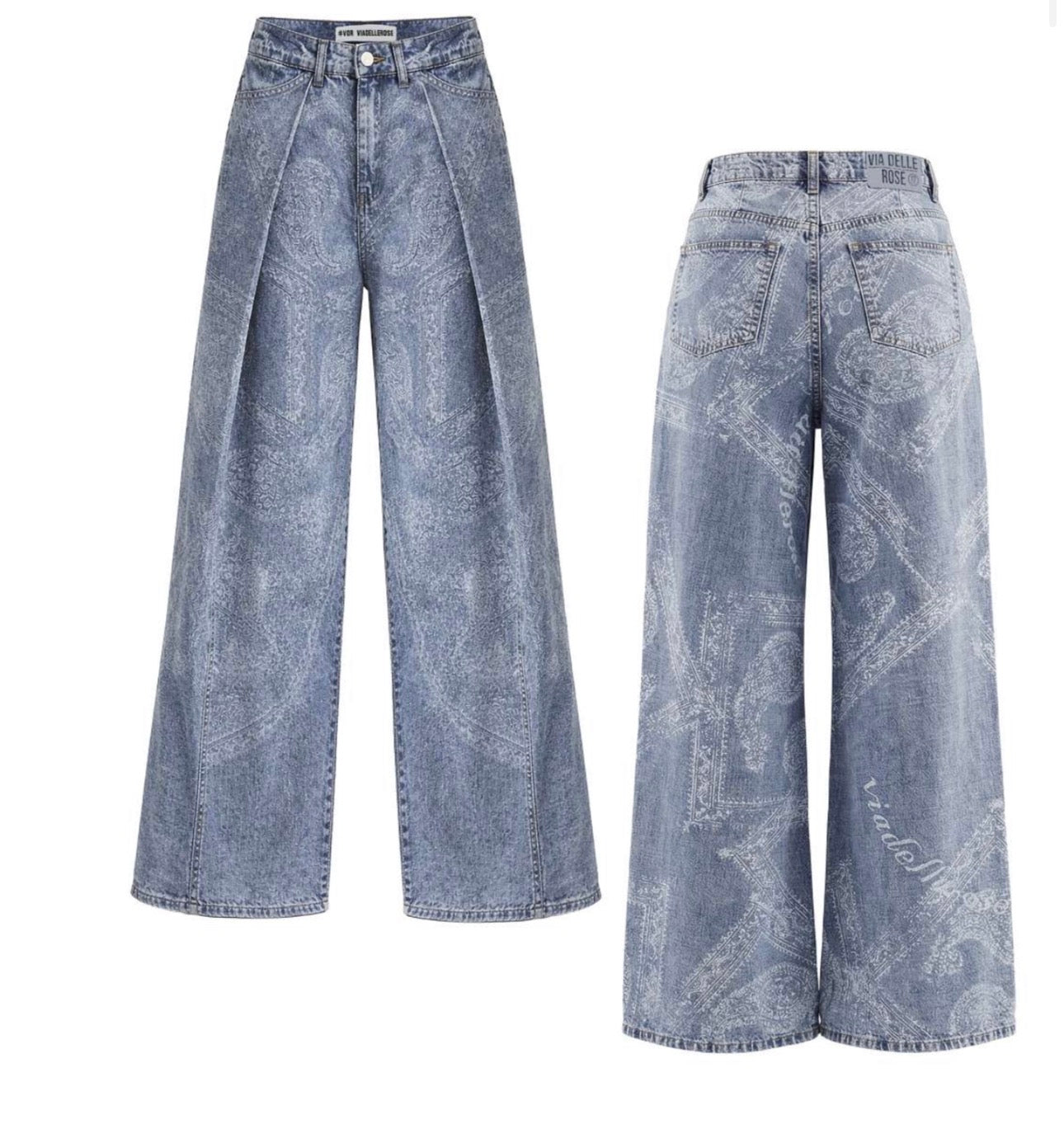 CALÇAS VDR WIDE LEG ESTAMPADA COM PINÇAS - Carla Valente