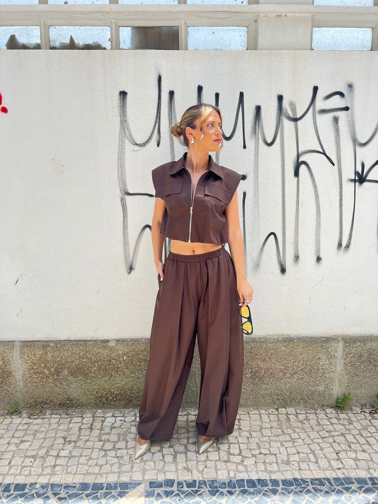 CALÇA IMPERIAL PALAZZO CINTA SUBIDA - Carla Valente