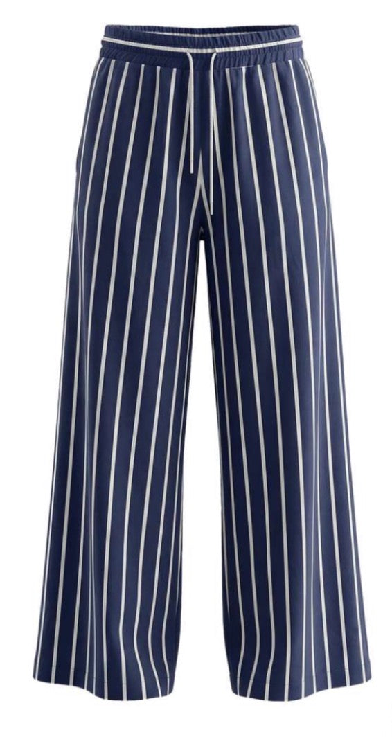 CALÇAS VDR WIDE LEG RISCAS CINTA COM ELÁSTICO COM CORDÃO - Carla Valente