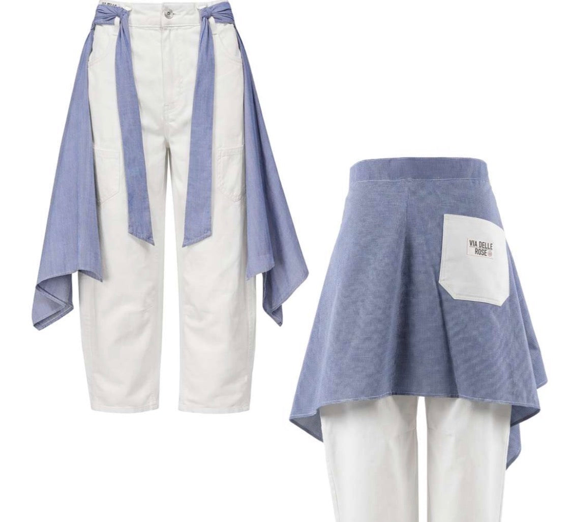 CALÇAS VDR BALLOON COM EFEITO APLICAÇÃO AVENTAL TECIDO OXFORD - Carla Valente