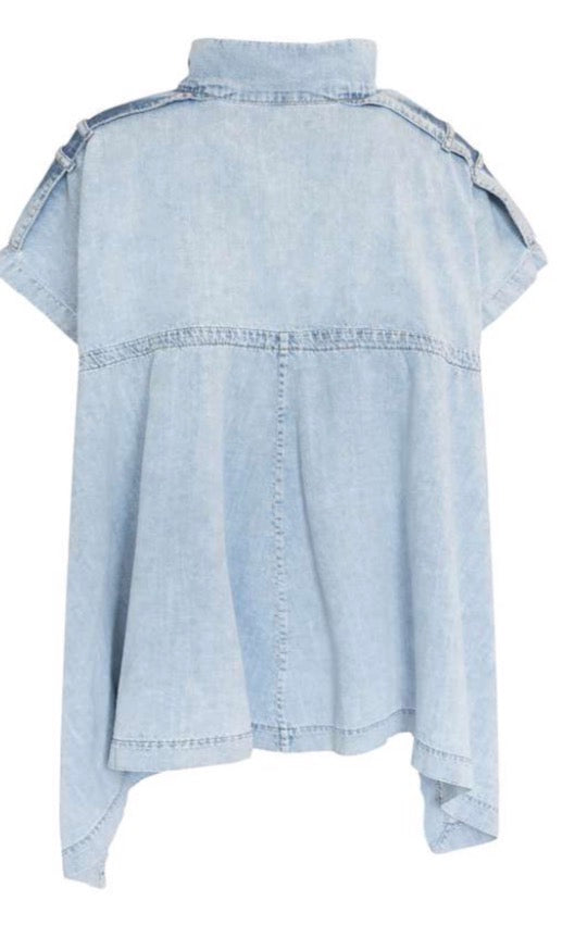 CAMISA VDR ASSIMÉTRICA JEANS COM ZIPER - Carla Valente