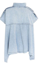 CAMISA VDR ASSIMÉTRICA JEANS COM ZIPER - Carla Valente