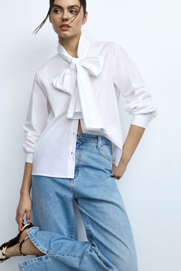 CAMISA PLEASE COM MANGA COMPRIDA E LAÇO - Carla Valente