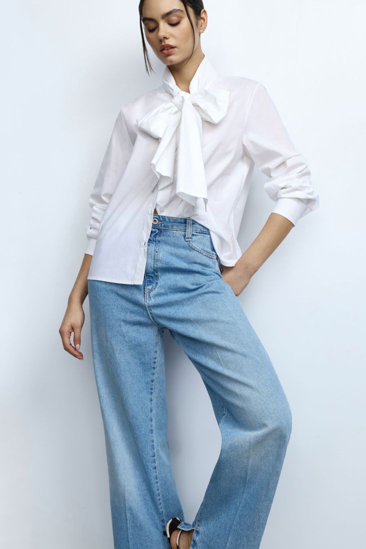 CAMISA PLEASE COM MANGA COMPRIDA E LAÇO - Carla Valente