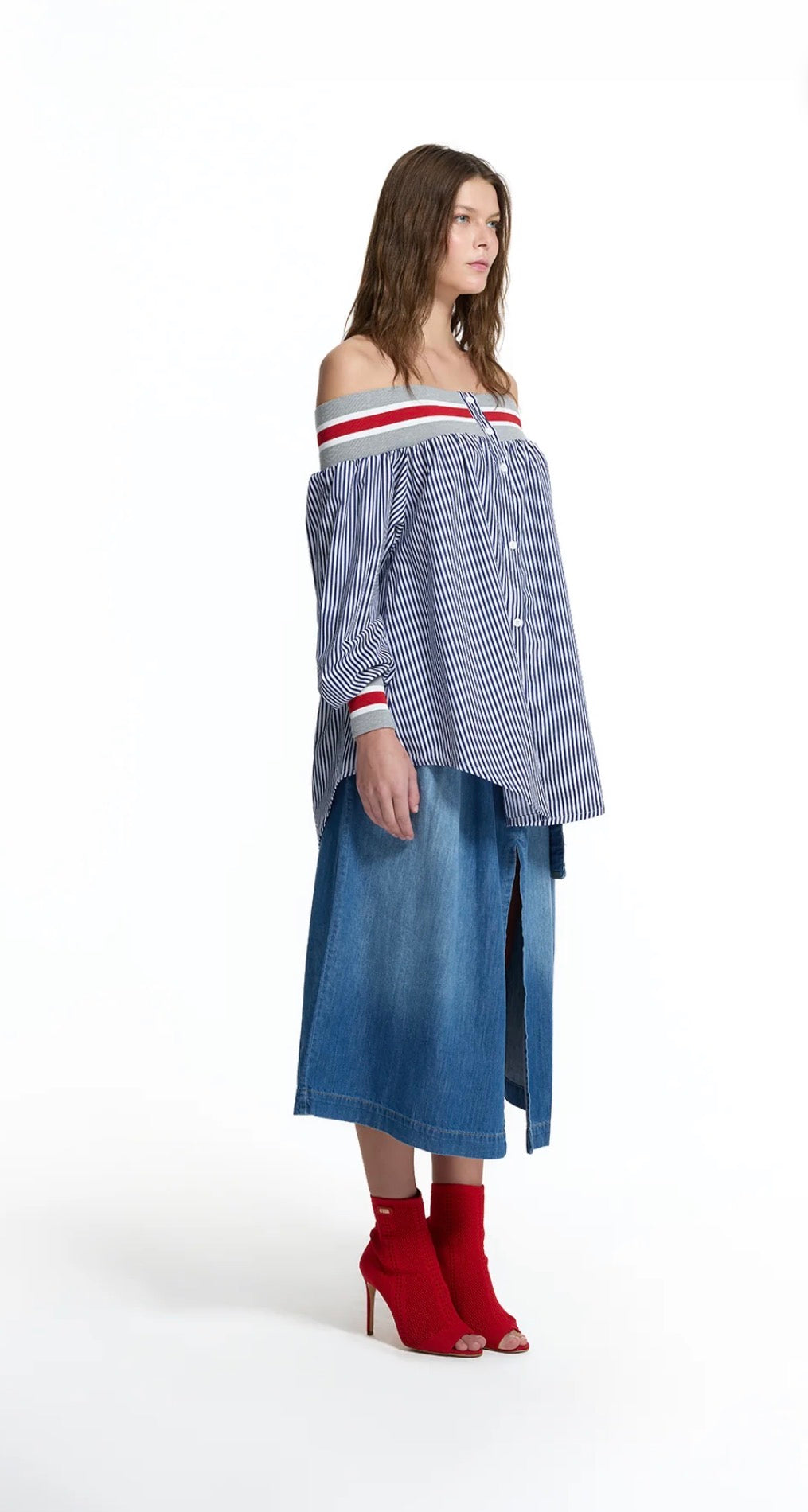 BLUSA VDR DECOTE CANOA CANELADO AS RISCAS - Carla Valente