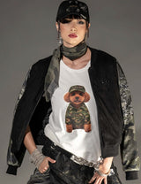 BOMBER FOURSOUL COM MANGA CAMUFLADA COM STRASS