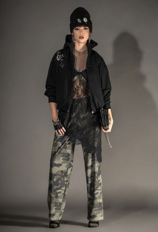 CALÇA FOURSOUL CAMUFLADA DE VELUDO