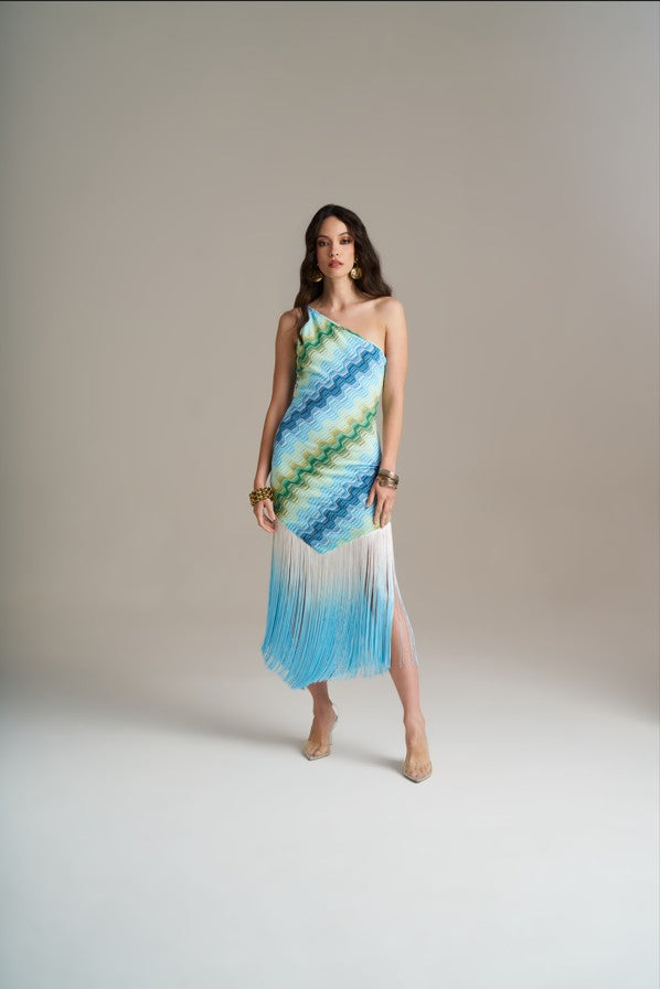 VESTIDO PHO FIRENZE DECOTE ASSIMÉTRICO COM FRANJAS - Carla Valente