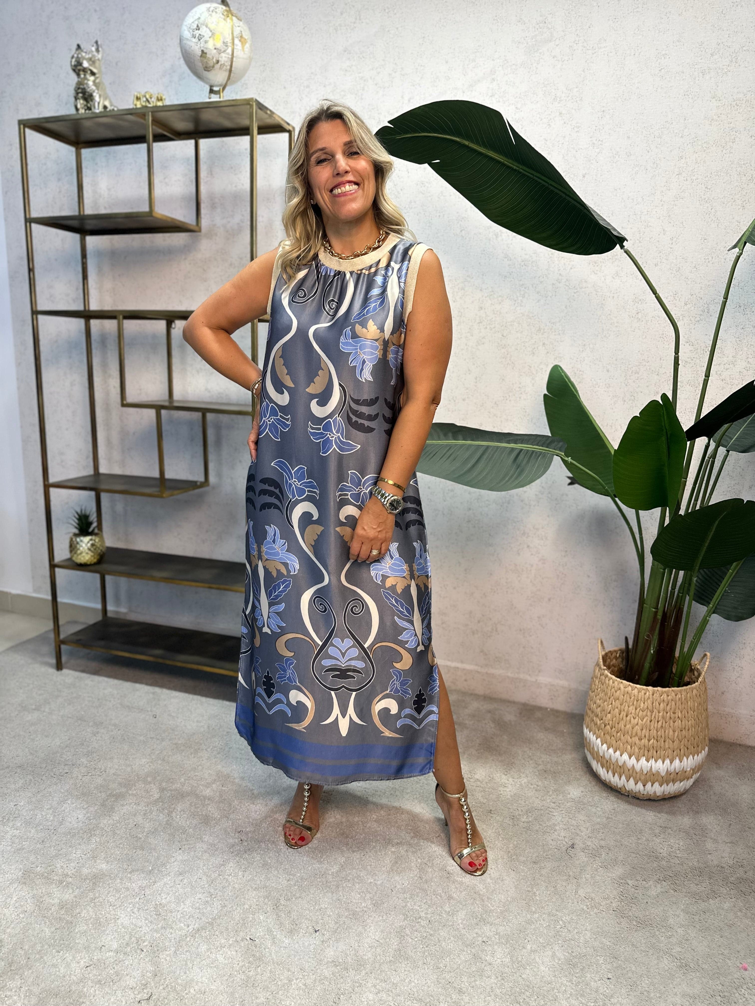 VESTIDO ALBNS DE CETIM ESTAMPADO LIS - Carla Valente