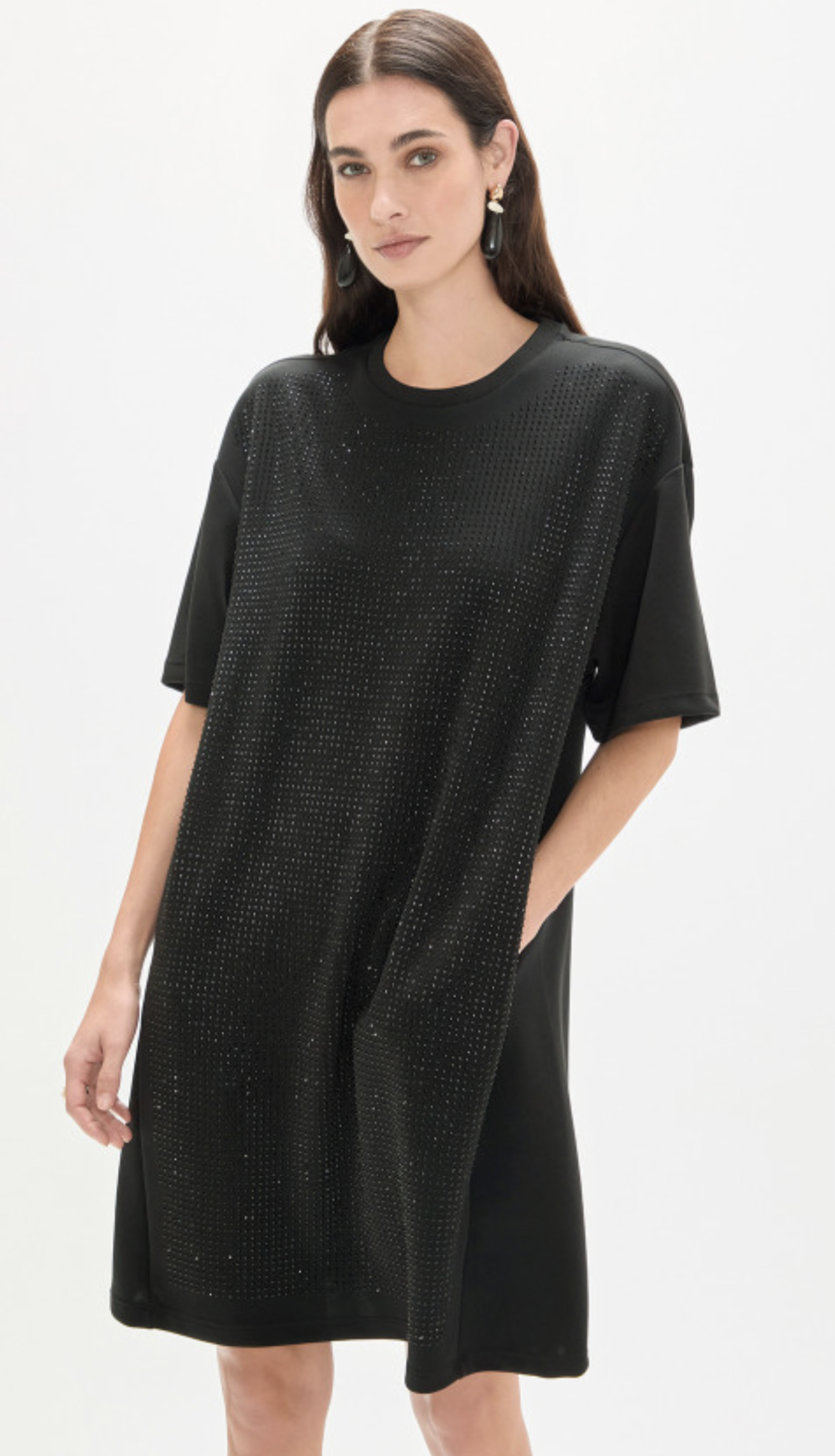 VESTIDO LOLA CASADMNT TIPO CAMISETA COM STRASS - Carla Valente