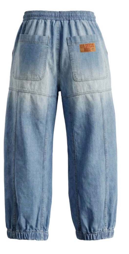 CALÇA VDR BALLOON JEANS BOLSO FRONTAL ELÁSTICO NA CINTA - Carla Valente