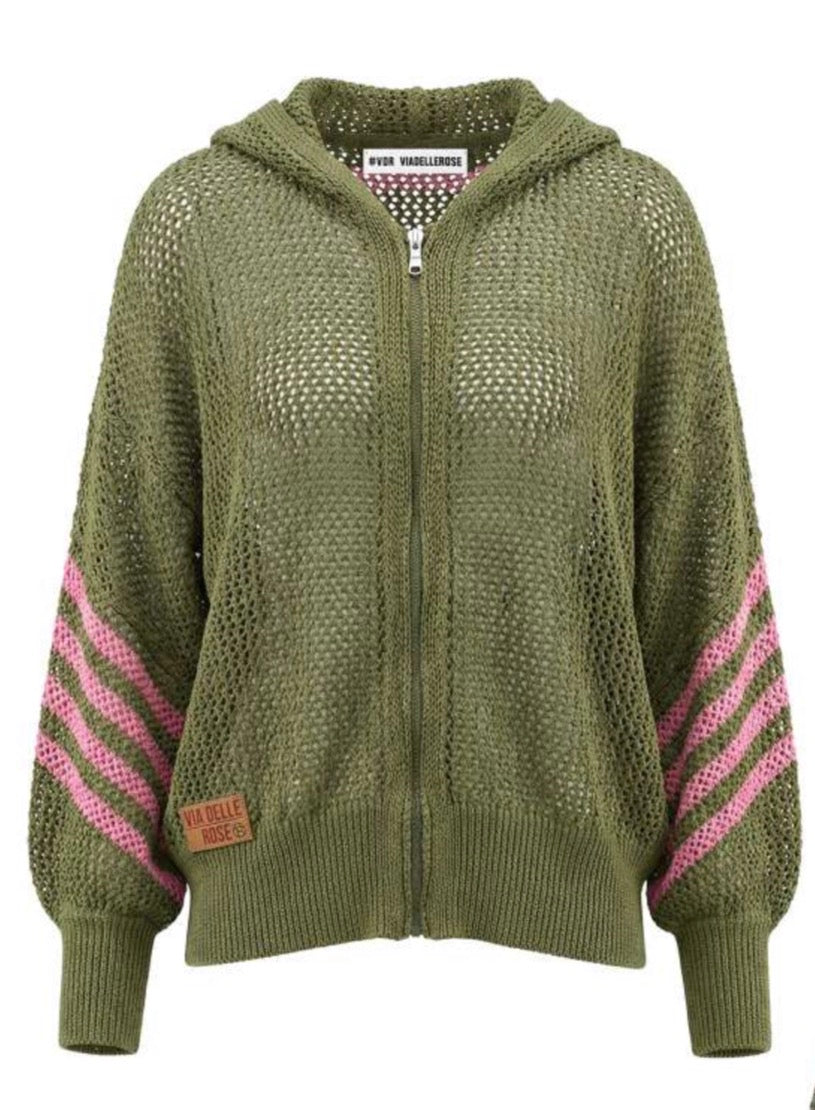 CASACO VDR DE MALHA PERFURADA 17  COM CARAPUÇO - Carla Valente