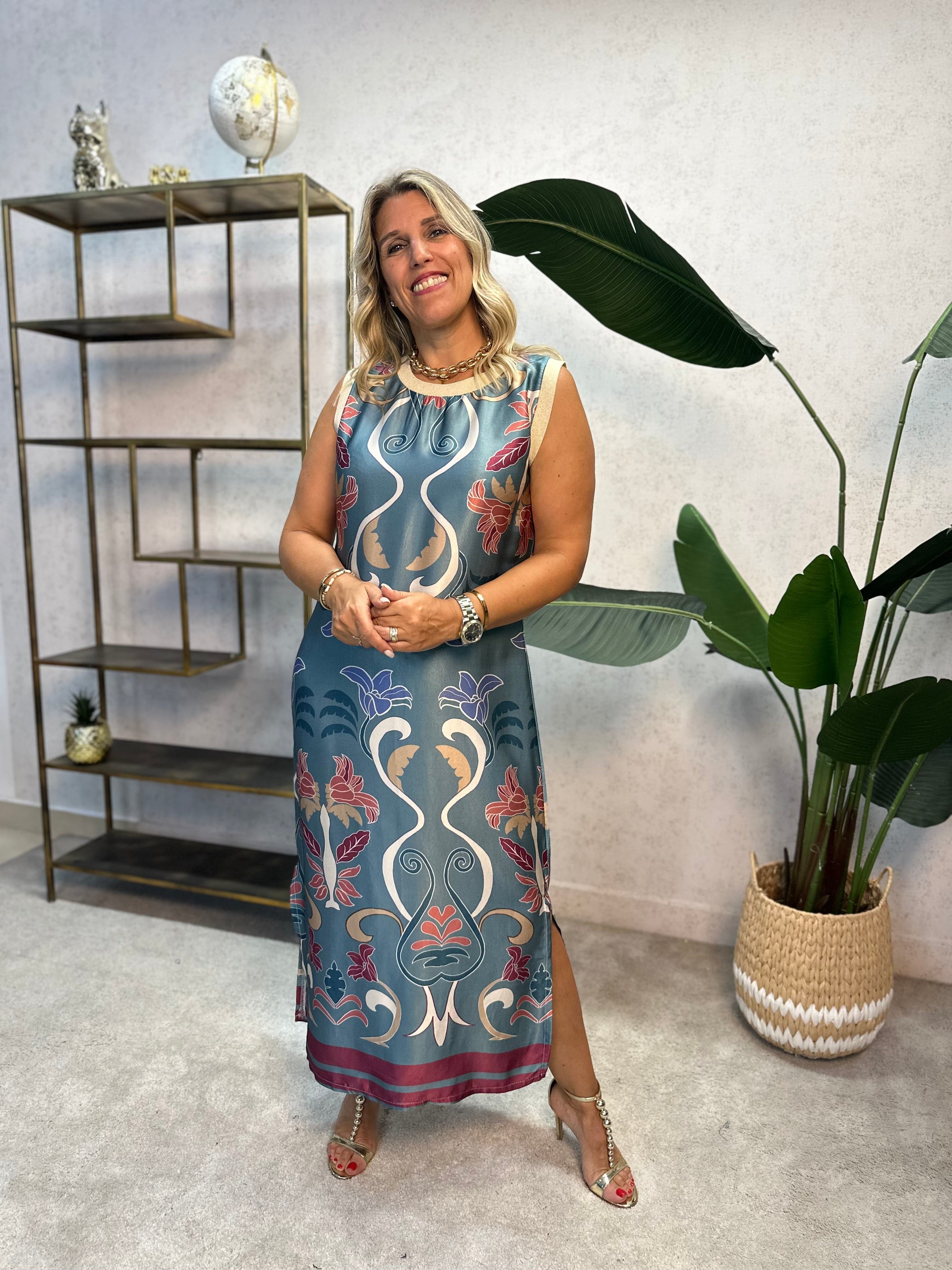 VESTIDO ALBNS DE CETIM ESTAMPADO LIS - Carla Valente