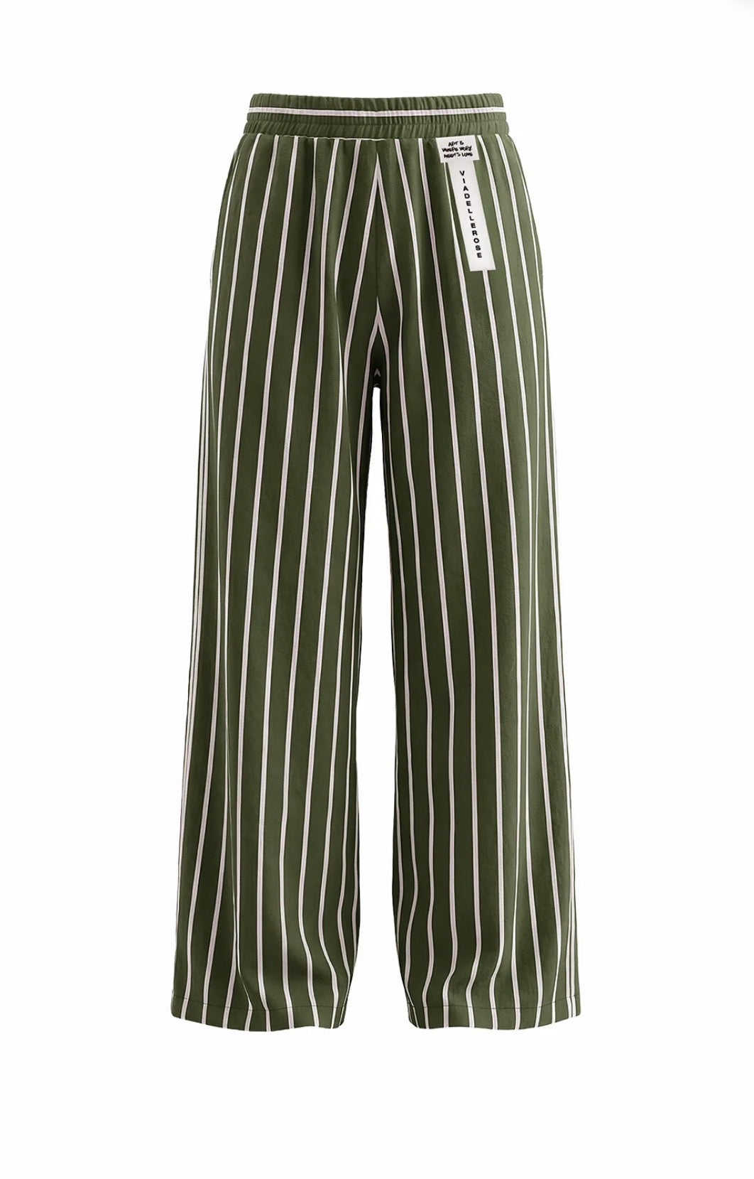 CALÇAS VDR WIDE LEG RISCAS CINTA COM ELÁSTICO COM CORDÃO - Carla Valente