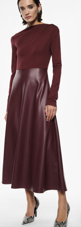 VESTIDO IMPERIAL COM CONTRASTE ECOPELE - Carla Valente