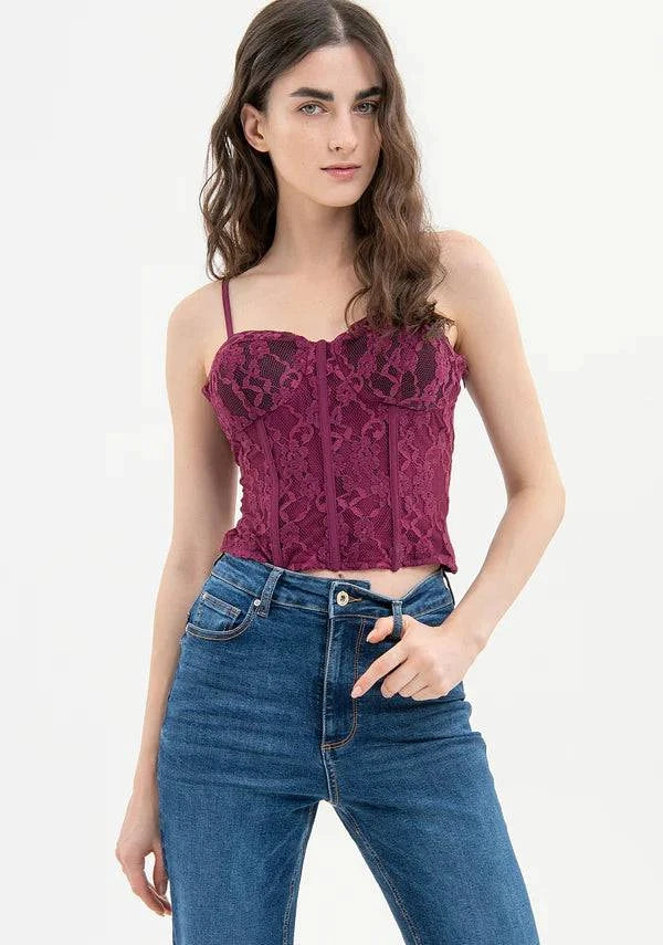 TOP FRACOMINA BUSTO SLIM FIT RENDADO - Carla Valente