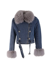 JACKET FRACOMINA JEANS CURTO GOLA FAKE FUR