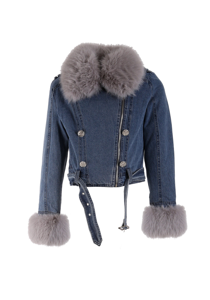 JACKET FRACOMINA JEANS CURTO GOLA FAKE FUR