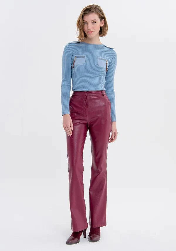CALÇA FRACOMINA BOOTCUT COURO ECOLÓGICO - Carla Valente