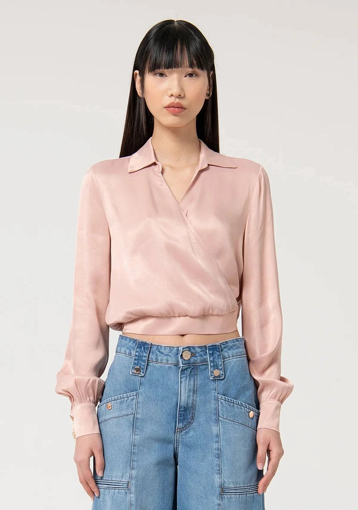 BLUSA FRACOMINA ACETINADA TRESPASSE - Carla Valente