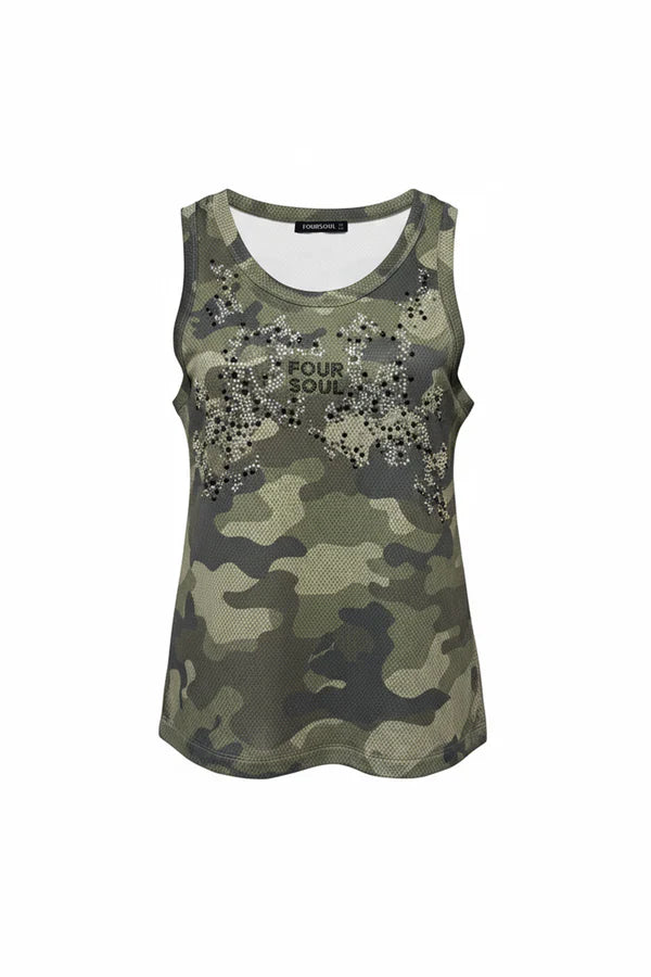 TANK TOP FOURSOUL CAMUFLADO COM STRASS