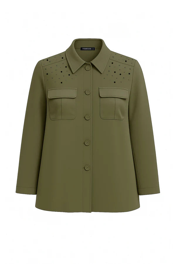 CASACO FOURSOUL SARJA BOLSO ACETINADO