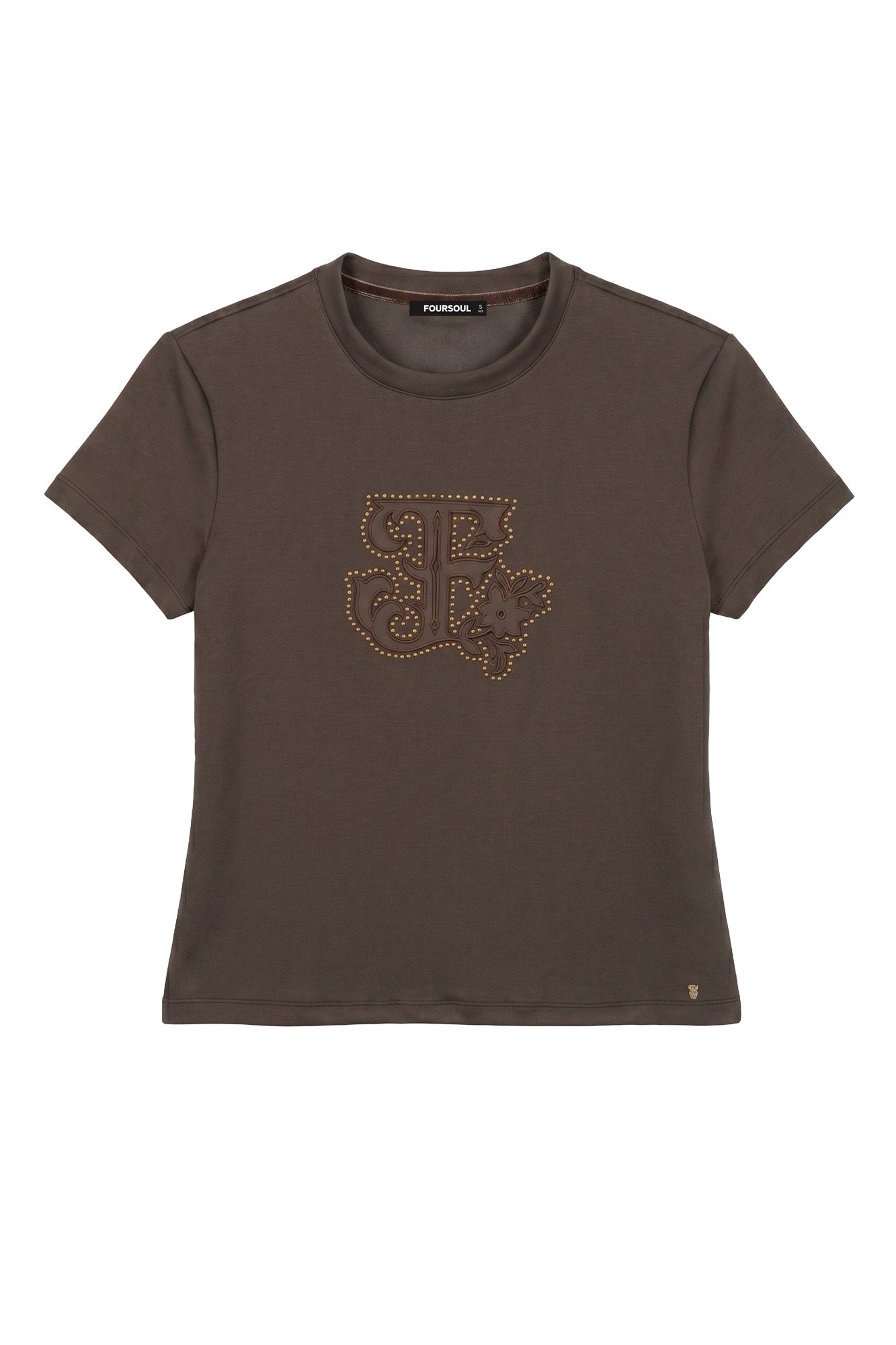 T-SHIRT FOURSOUL INTERLOCK LOGO — Castanho