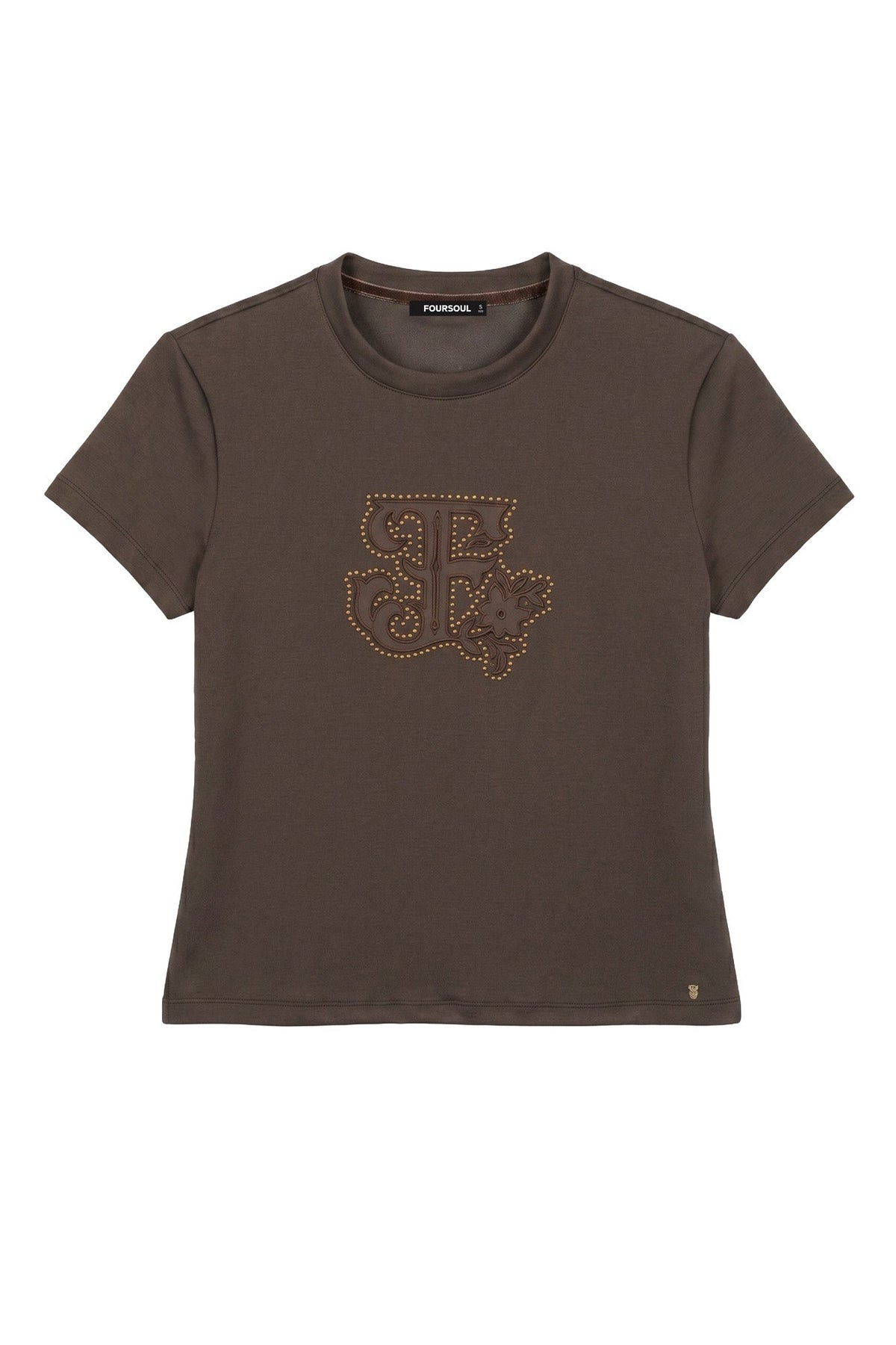 T-SHIRT FOURSOUL INTERLOCK LOGO — Castanho