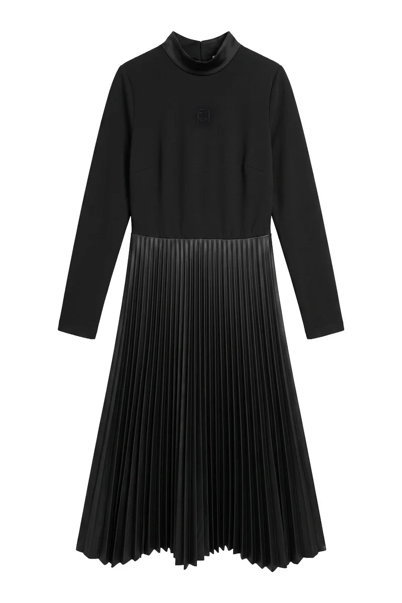 VESTIDO FOURSOUL MIDI COM SAIA ECOPELE PLISSADA - Carla Valente