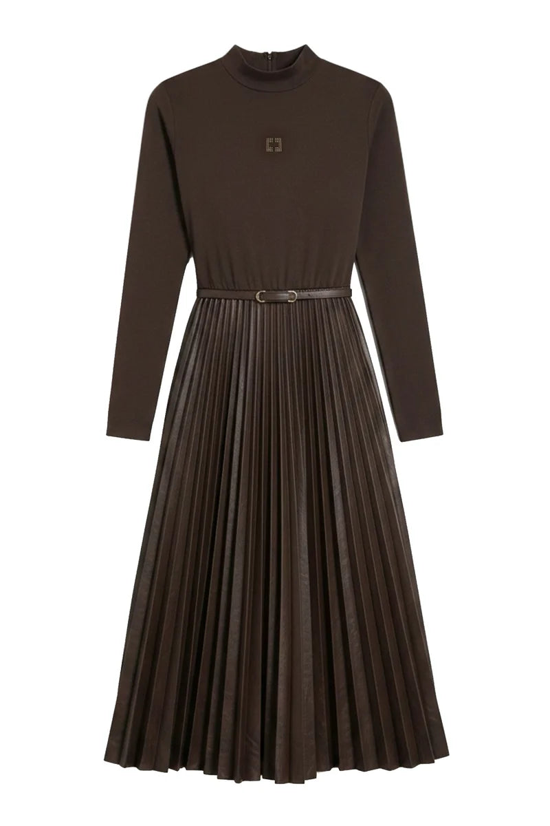 VESTIDO FOURSOUL MIDI COM SAIA ECOPELE PLISSADA - Carla Valente