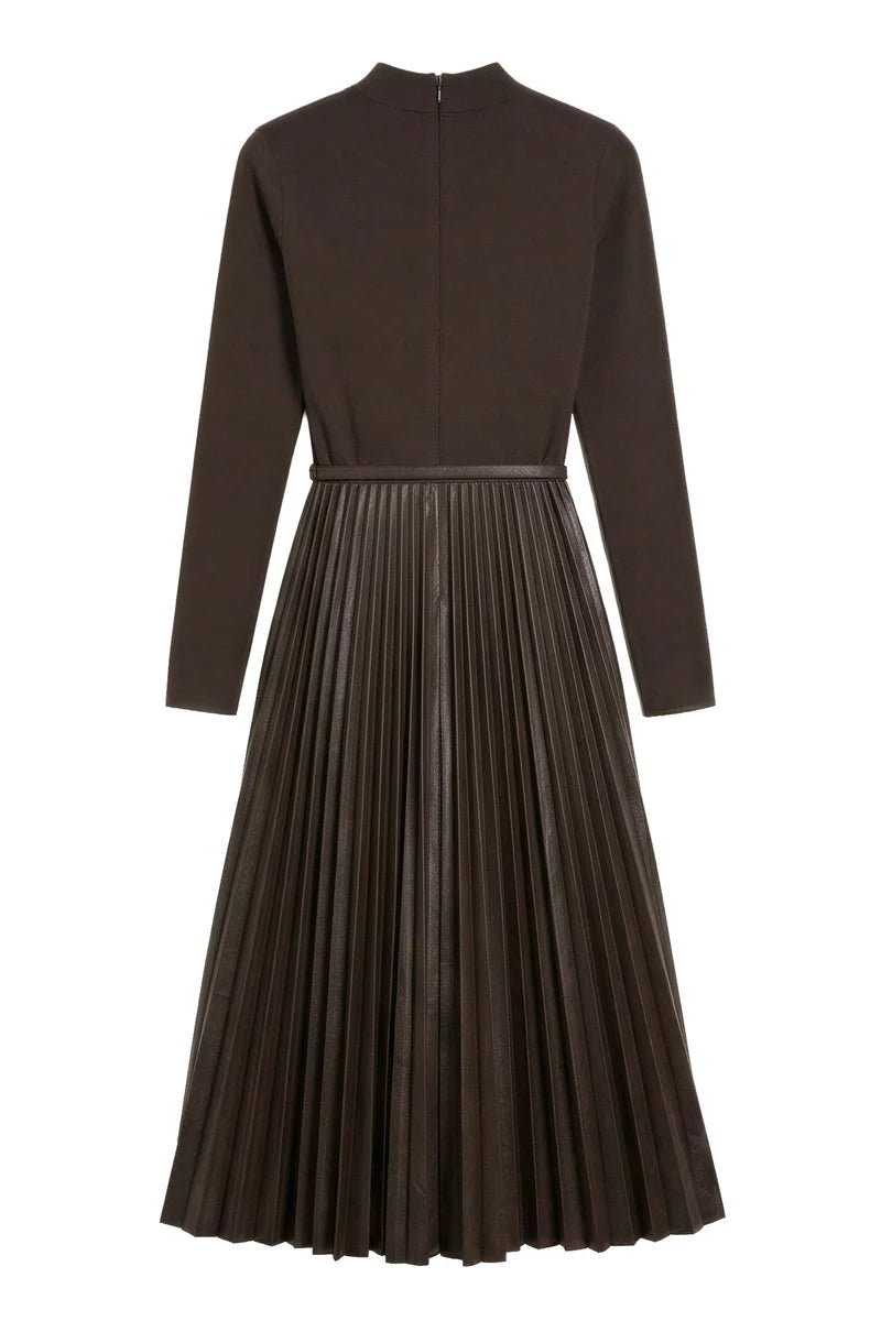 VESTIDO FOURSOUL MIDI COM SAIA ECOPELE PLISSADA - Carla Valente