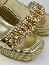 SANDÁLIA ROCK CUNHA TIRAS COM BRILHANTES - Carla Valente