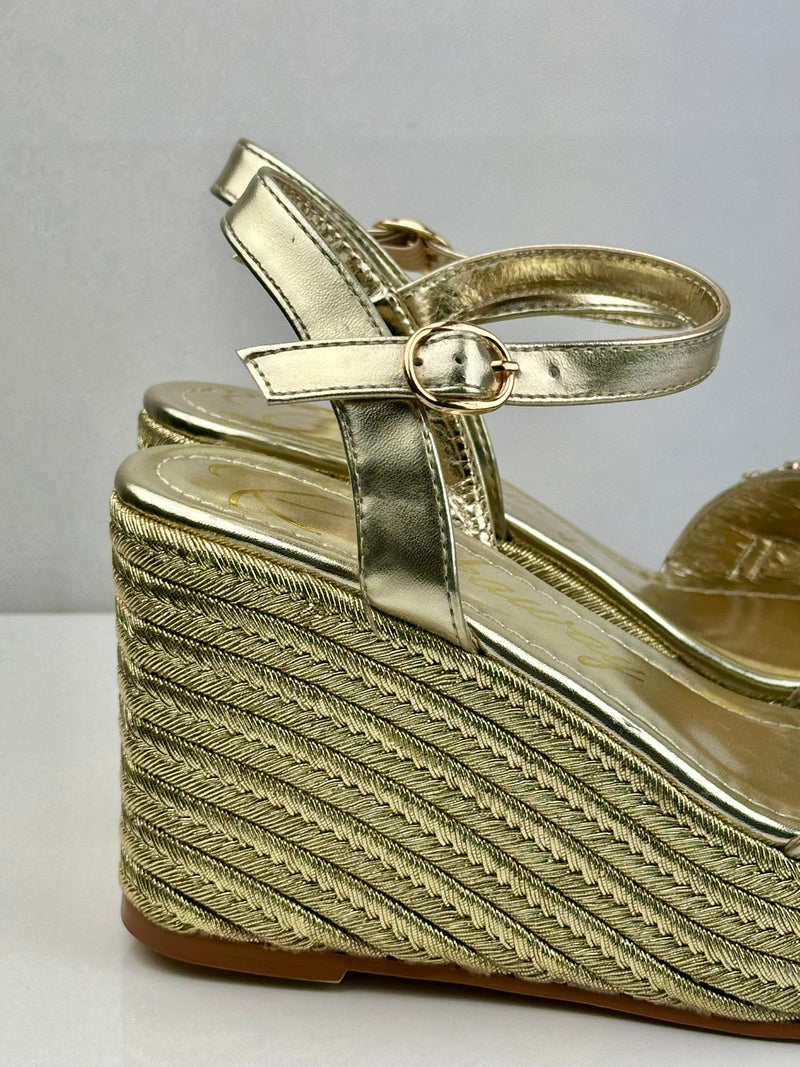 SANDÁLIA ROCK CUNHA TIRAS COM BRILHANTES - Carla Valente