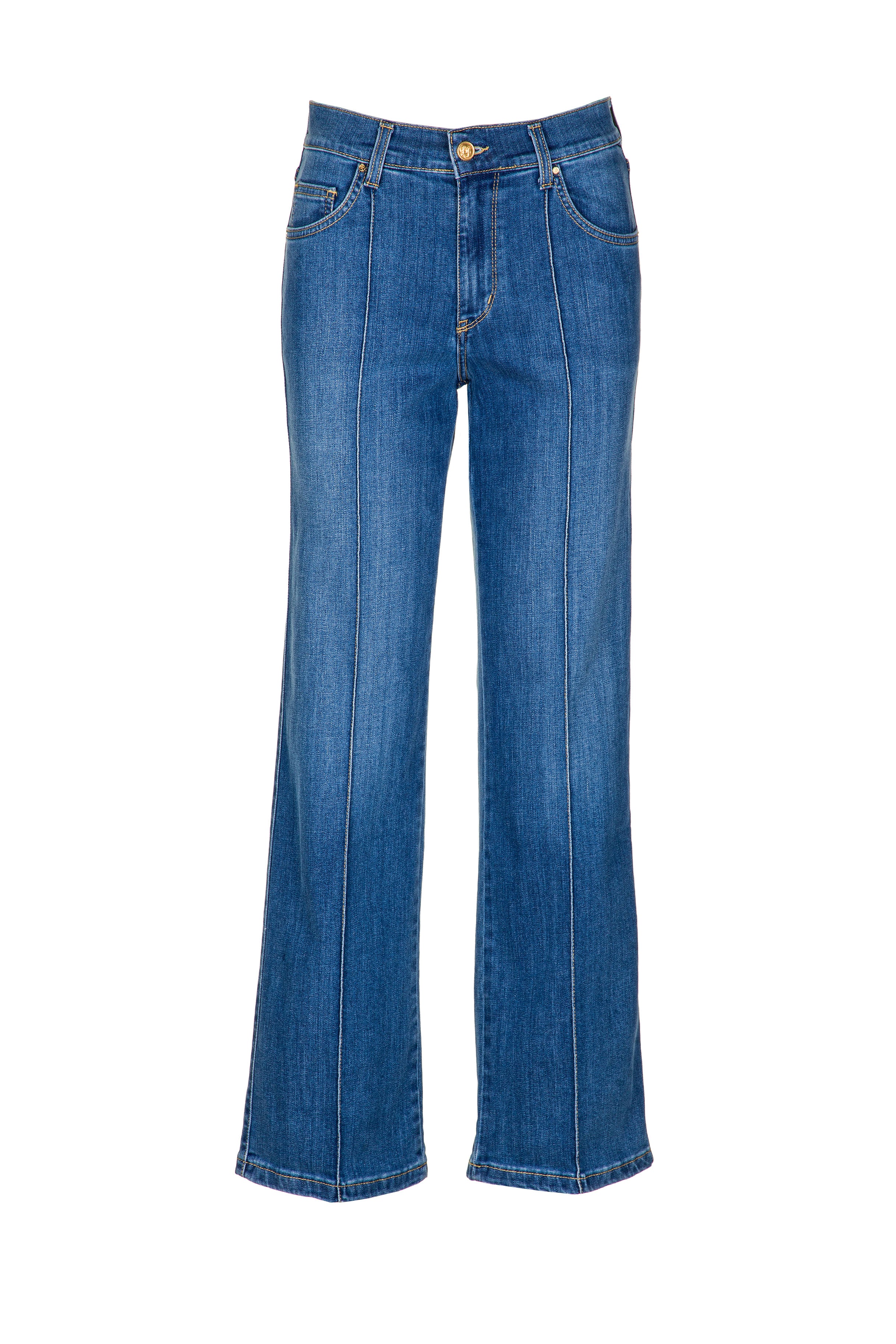 CALÇA LIBERJEANS WIDE LEG VINCO FRONTAL COM APLICAÇÃO LOGO - Carla Valente