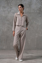 CALÇA FERRACHE WIDE LEG EM MALHA - Carla Valente